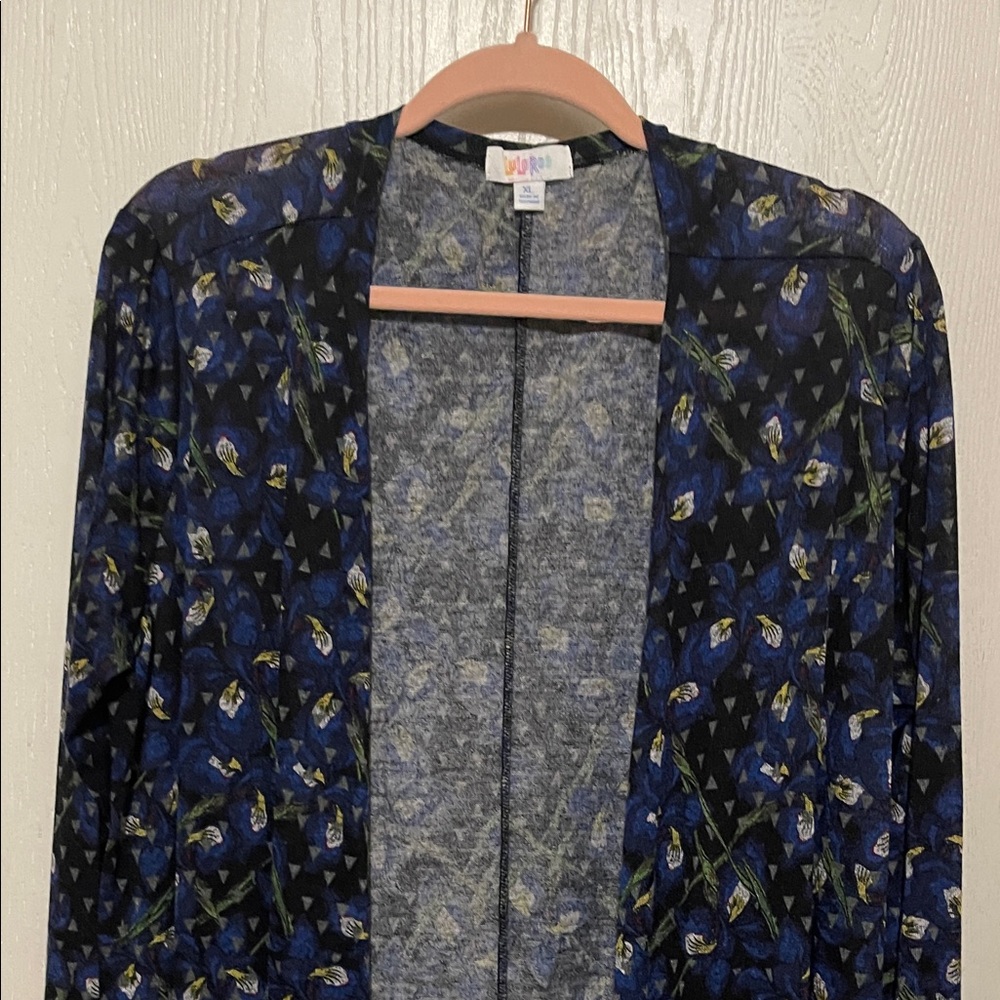 LuLaRoe Blue Sarah Cardigan Featuring Pockets XL BNWT Long